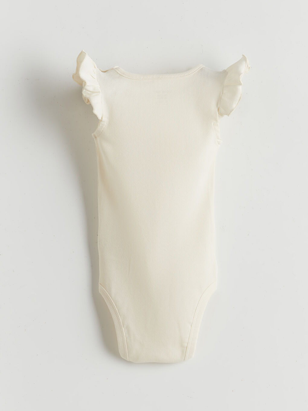 Ekru Bisiklet Yaka Basic Kız Bebek Çıtçıtlı Bodysuit-1