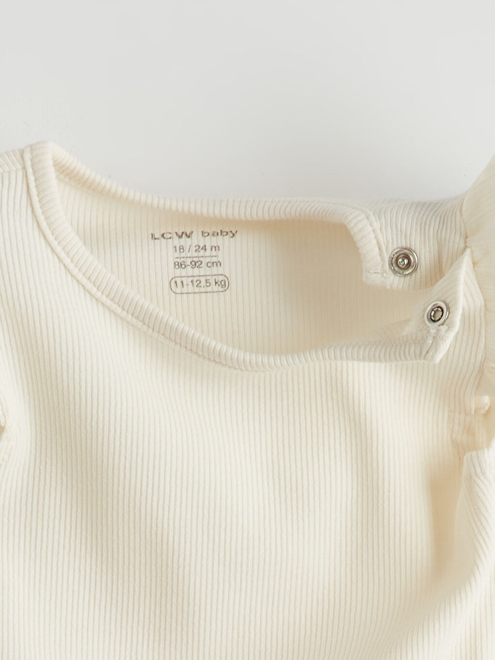 Ekru Bisiklet Yaka Basic Kız Bebek Çıtçıtlı Bodysuit-2