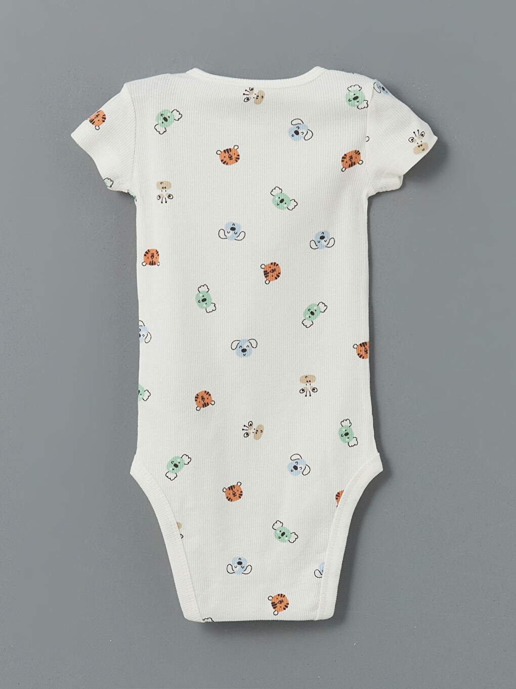 Ekru Baskılı Erkek Bebek Çıtçıtlı Body-1