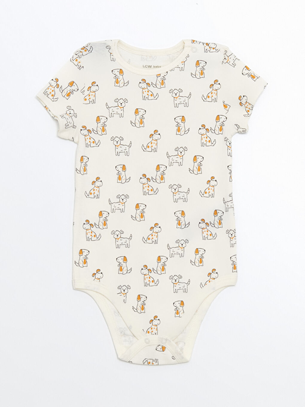 Bej Baskılı Erkek Bebek Çıtçıtlı Bodysuit