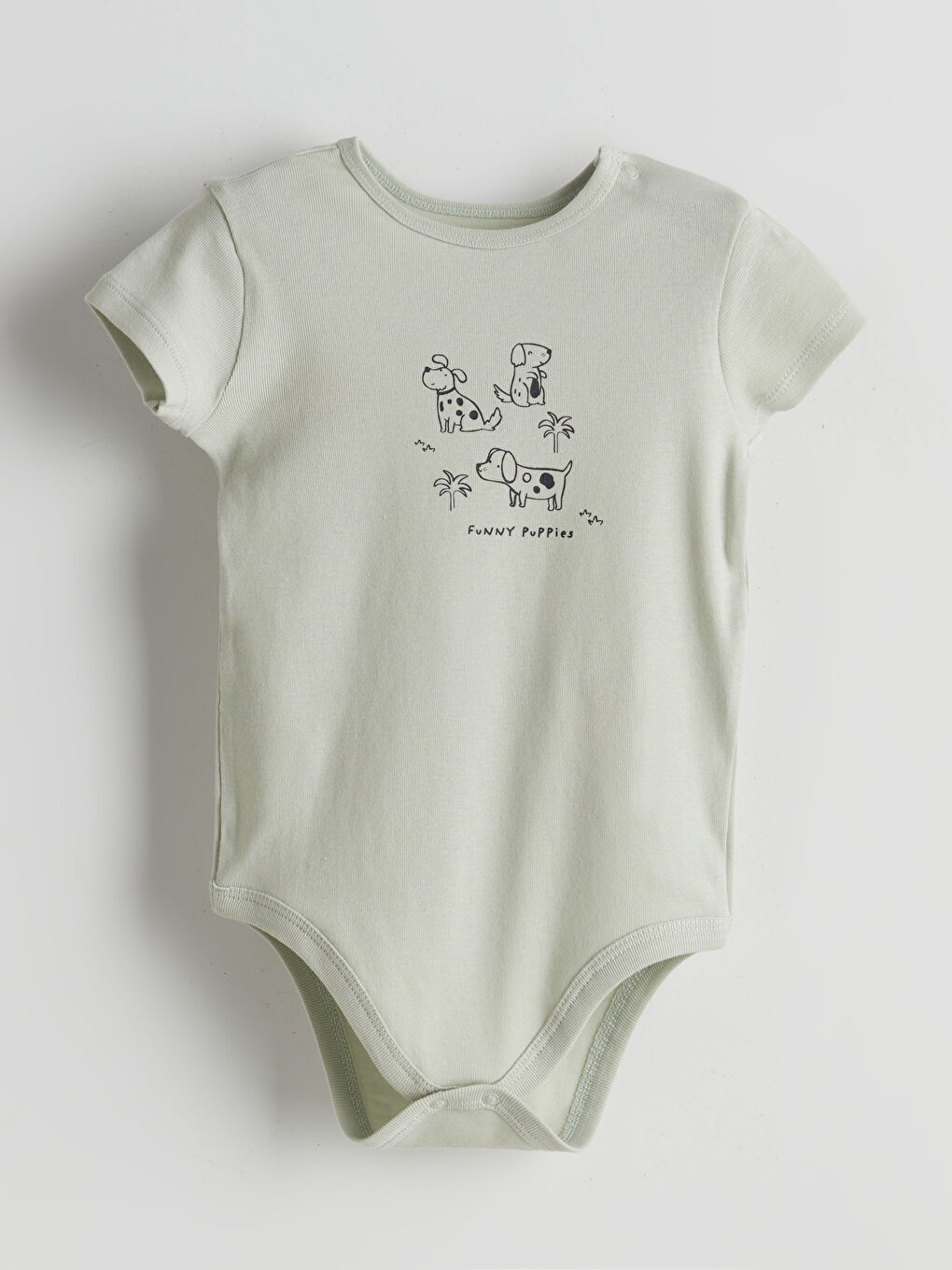 Yeşil Baskılı Erkek Bebek Çıtçıtlı Bodysuit