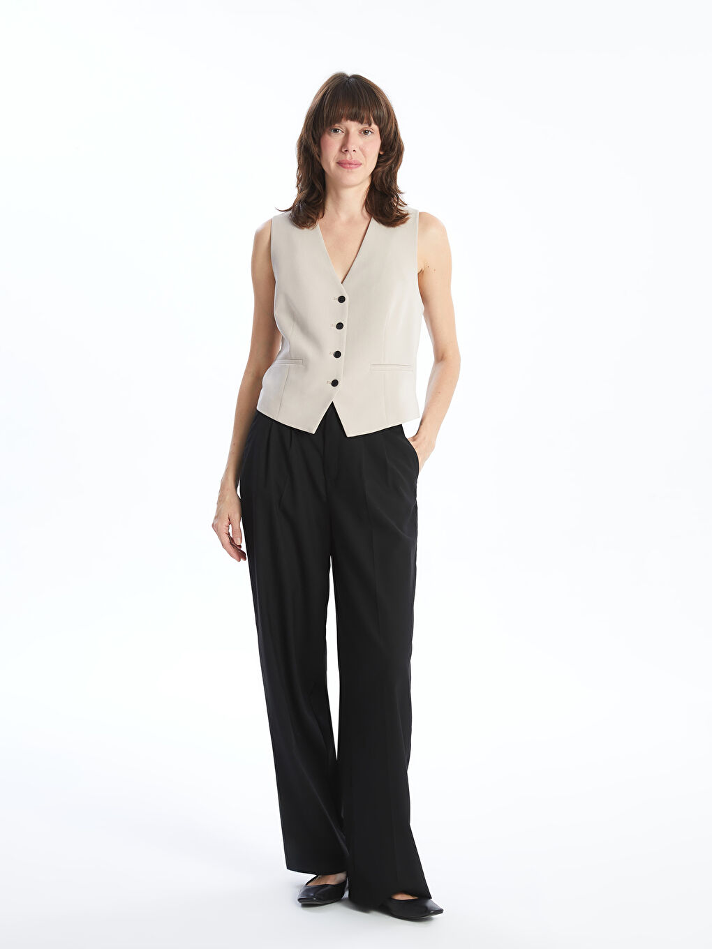 V Neck Women's Classic Waistcoat -S5AE09Z8-FGB