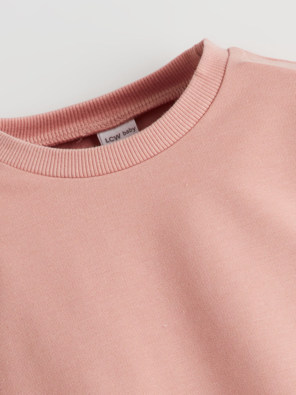 Pembe Bisiklet Yaka Kız Bebek Sweatshirt-1