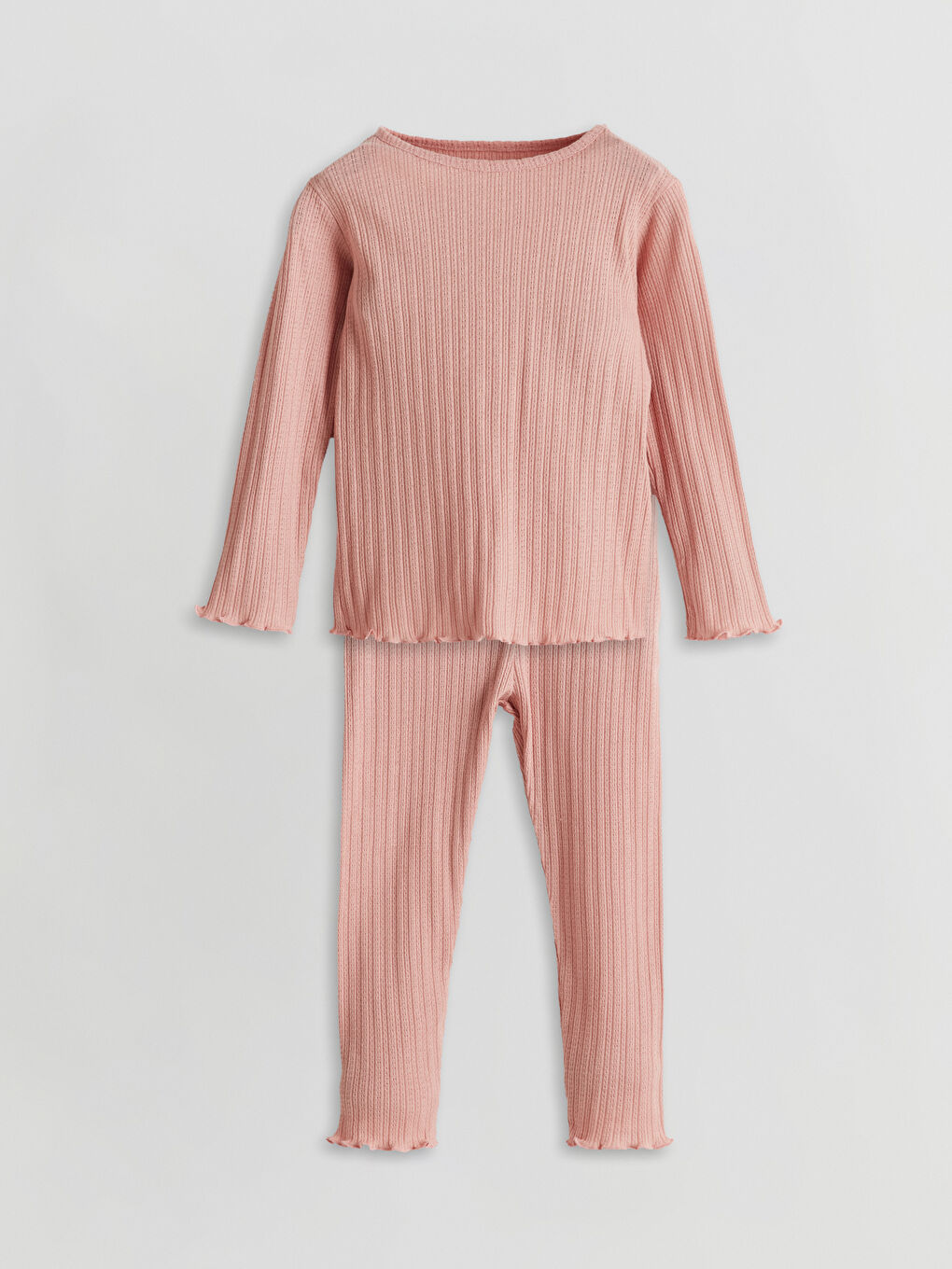 Crew Neck Long Sleeve Basic Baby Girl Pajama Set -S5AE15Z1-YXB