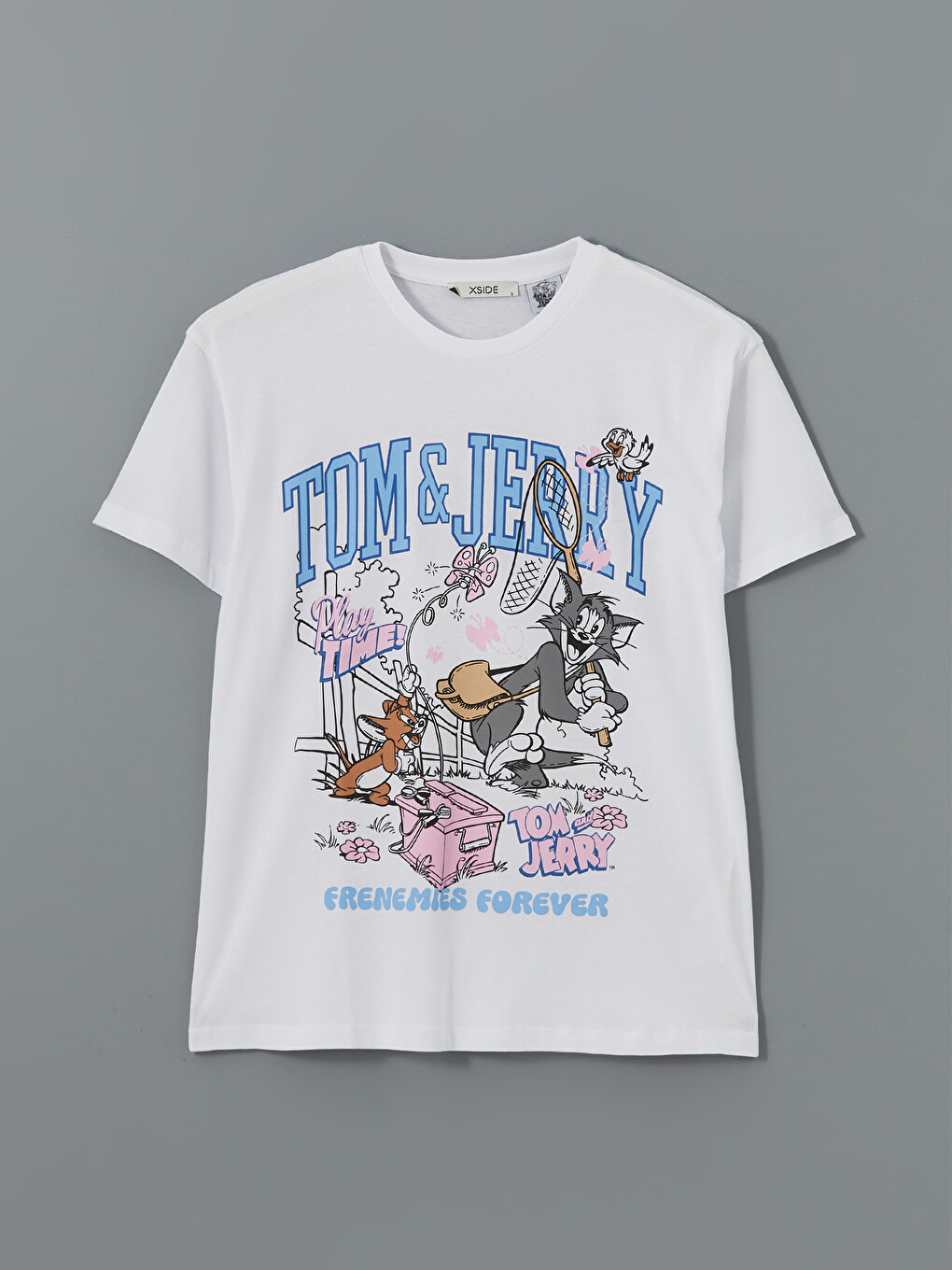 T-shirt Me Jakë Të Rrumbullakët Tom & Jerry E Stampuar Për Gra-4