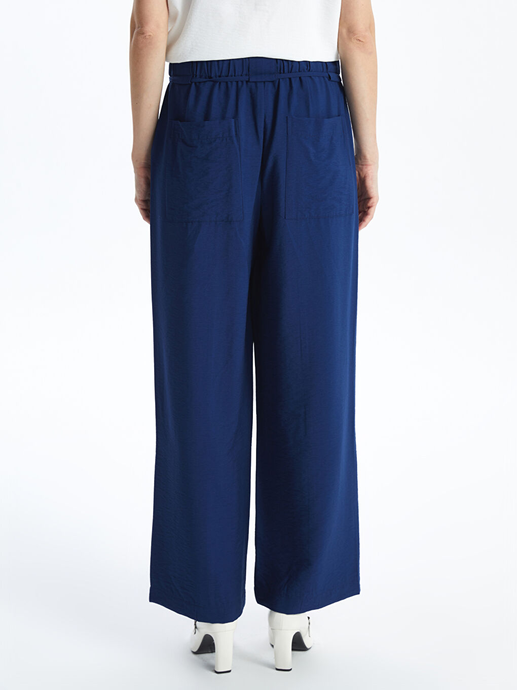 Ženske pantalone sa elastičnim pojasom i širokim nogavicama -S5AF01Z8-DHD