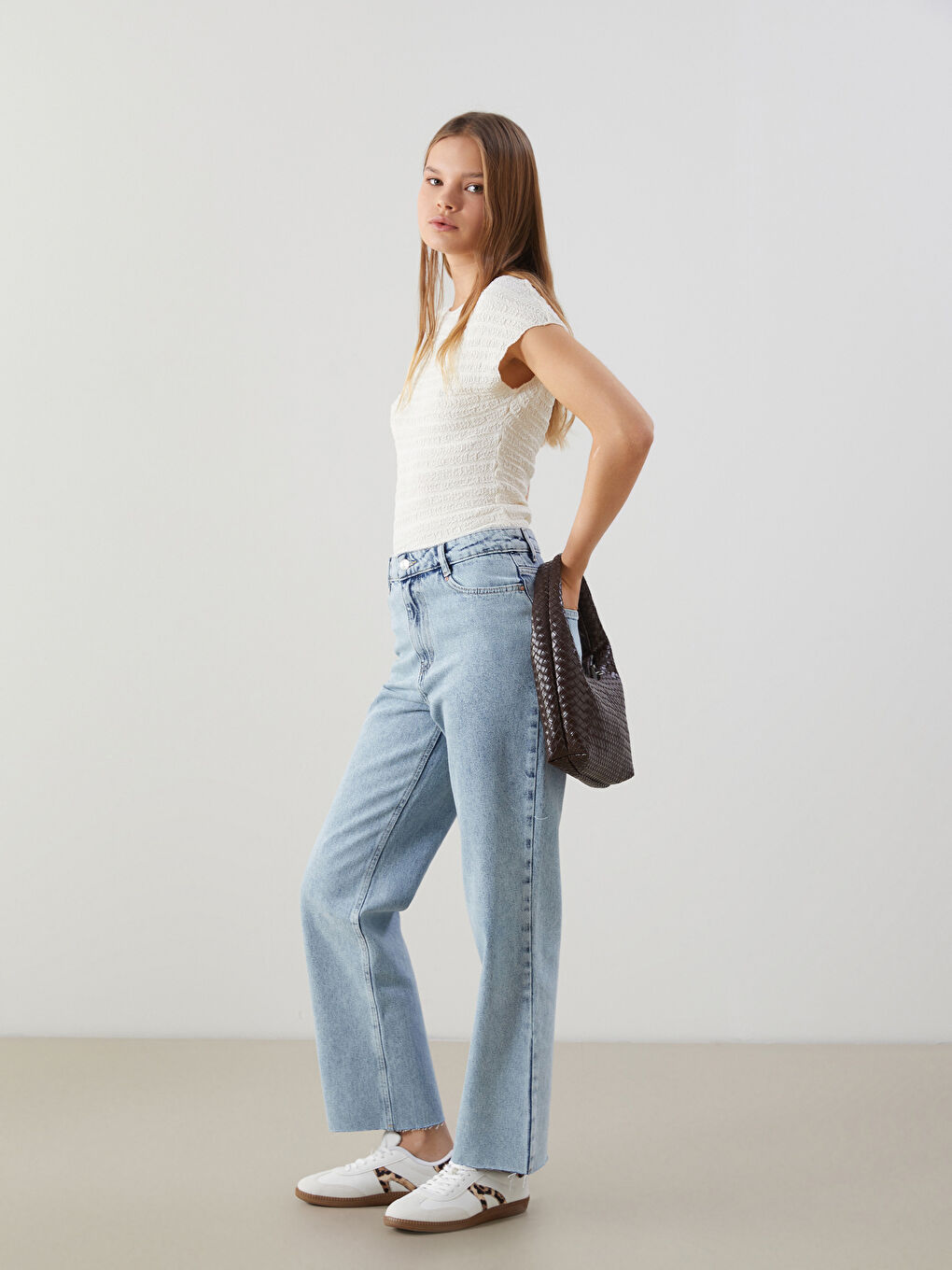 XSIDE Mavi Yüksek Bel Straight Fit Kadın Jean Pantolon