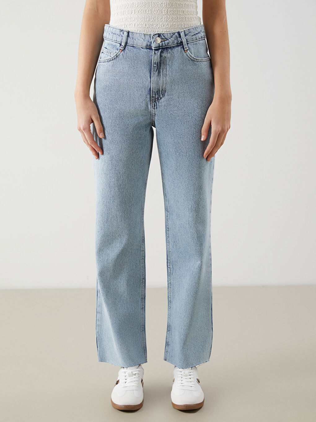 XSIDE Mavi Yüksek Bel Straight Fit Kadın Jean Pantolon - 1