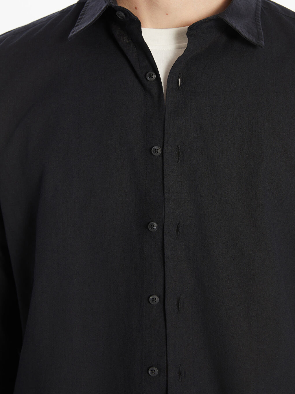 Regular Fit Long Sleeve Linen-Look Men's Shirt -S5AF26Z8-CVL