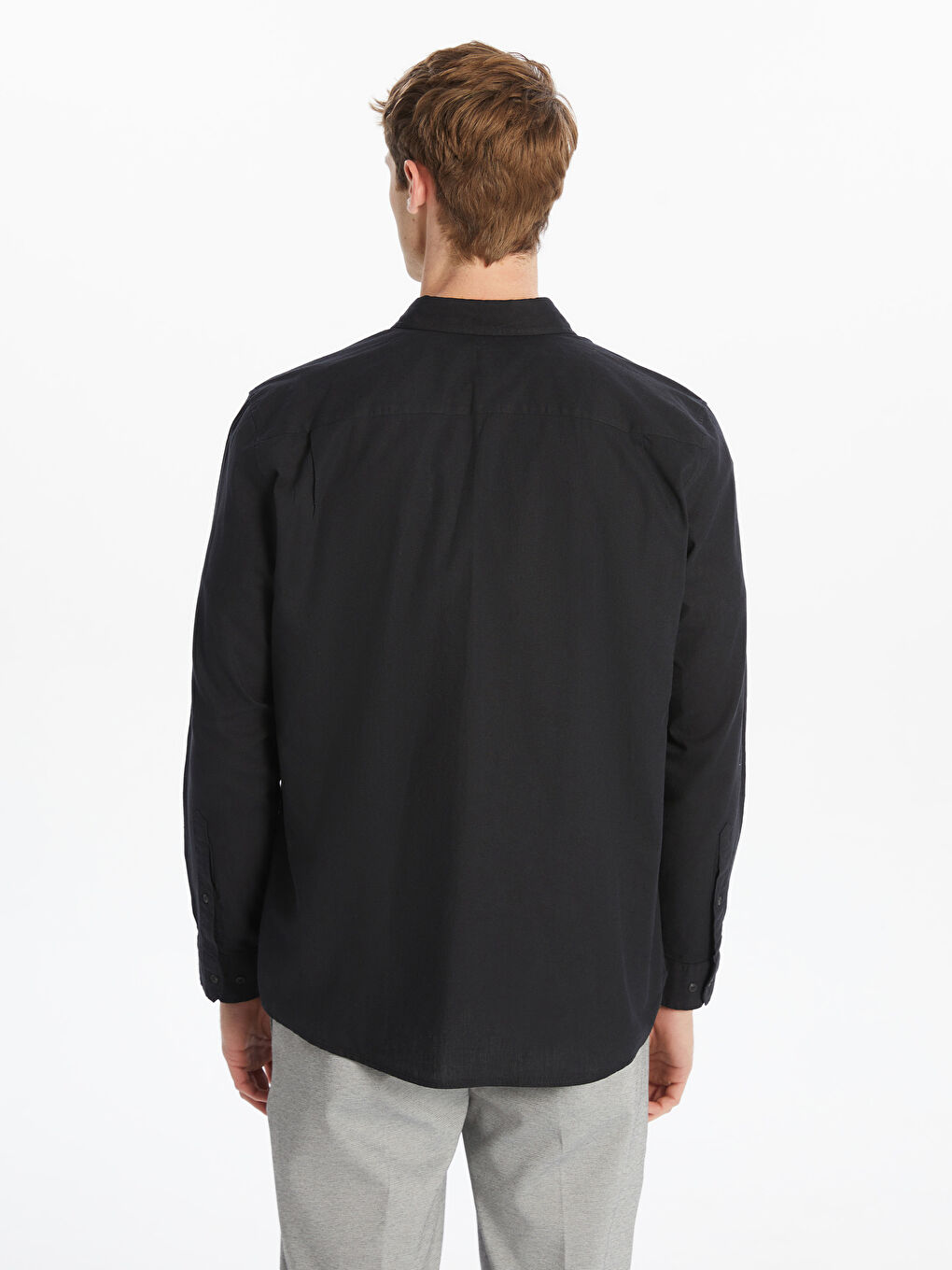 Regular Fit Long Sleeve Linen-Look Men's Shirt -S5AF26Z8-CVL