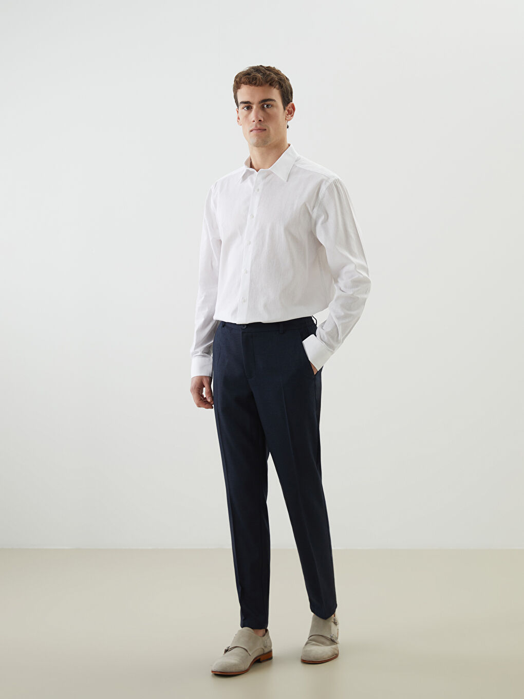 Regular Fit Long Sleeve Linen-Blend Men's Shirt -S5AF26Z8-R9J