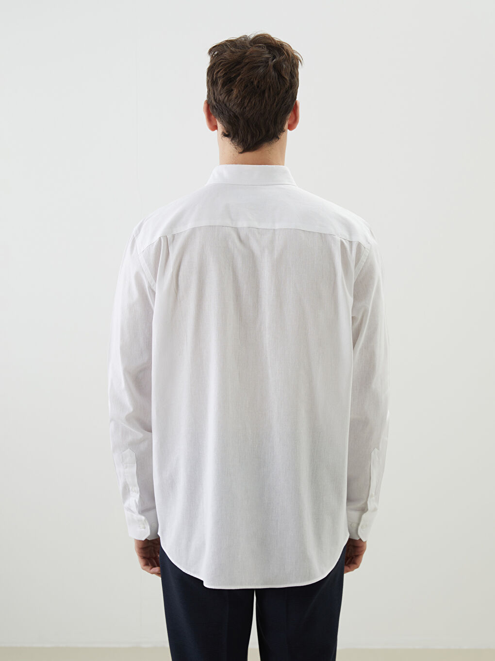Regular Fit Long Sleeve Linen-Blend Men's Shirt -S5AF26Z8-R9J