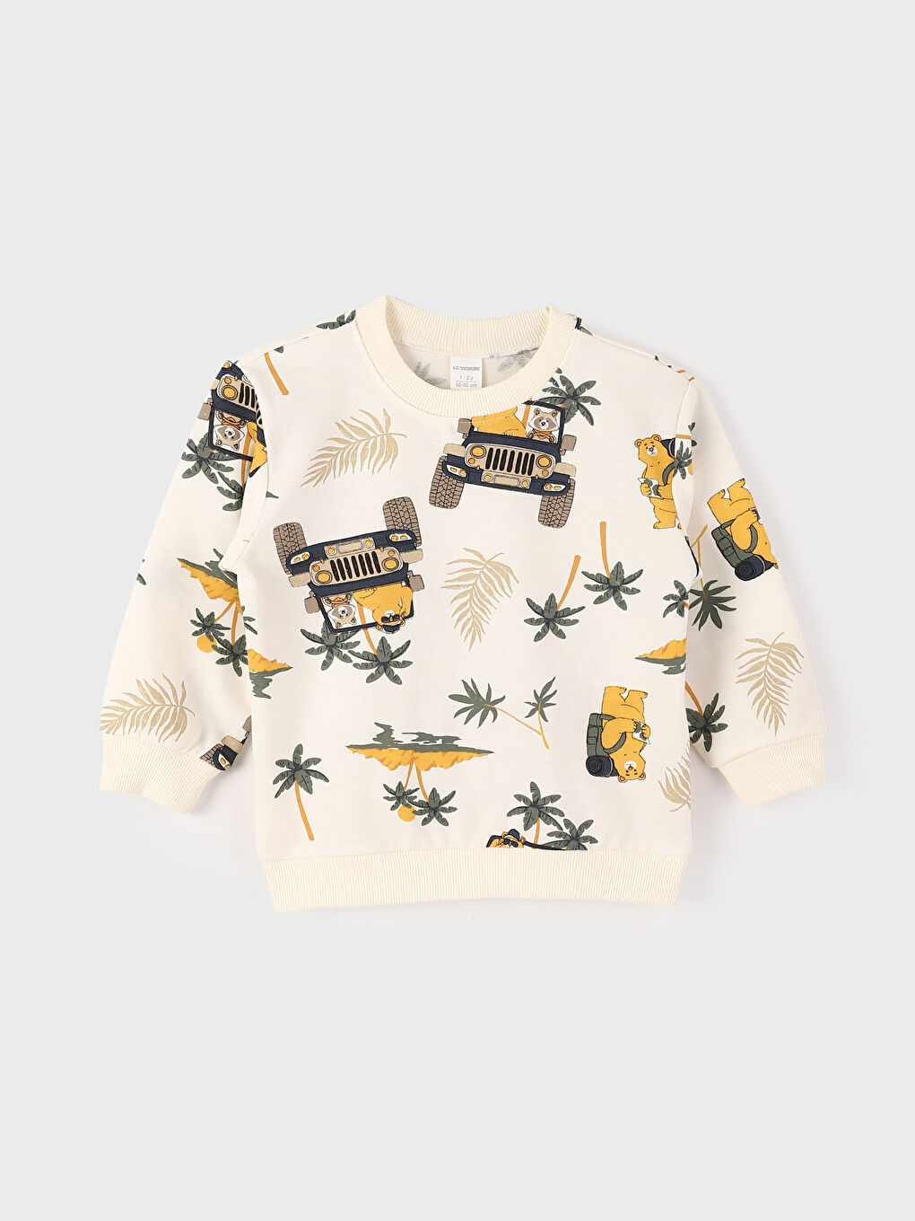 سويت شيرت ياقة دائرية كم طويل مطبوع أولاد رضع - مجموعة من 2-1