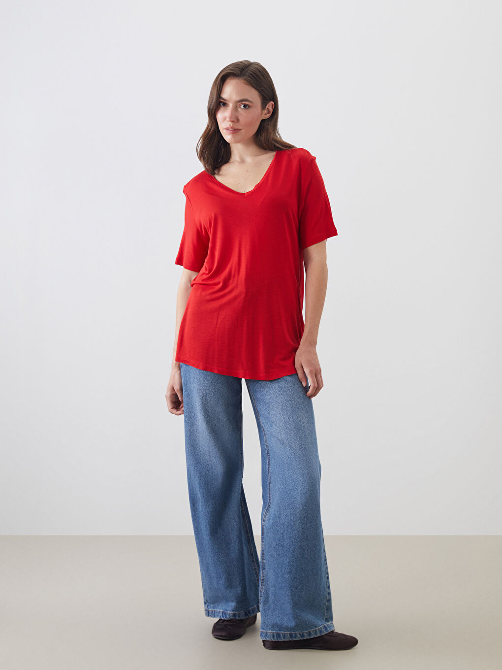 V Neck Women's T-Shirt -S5AG34Z8-HJY
