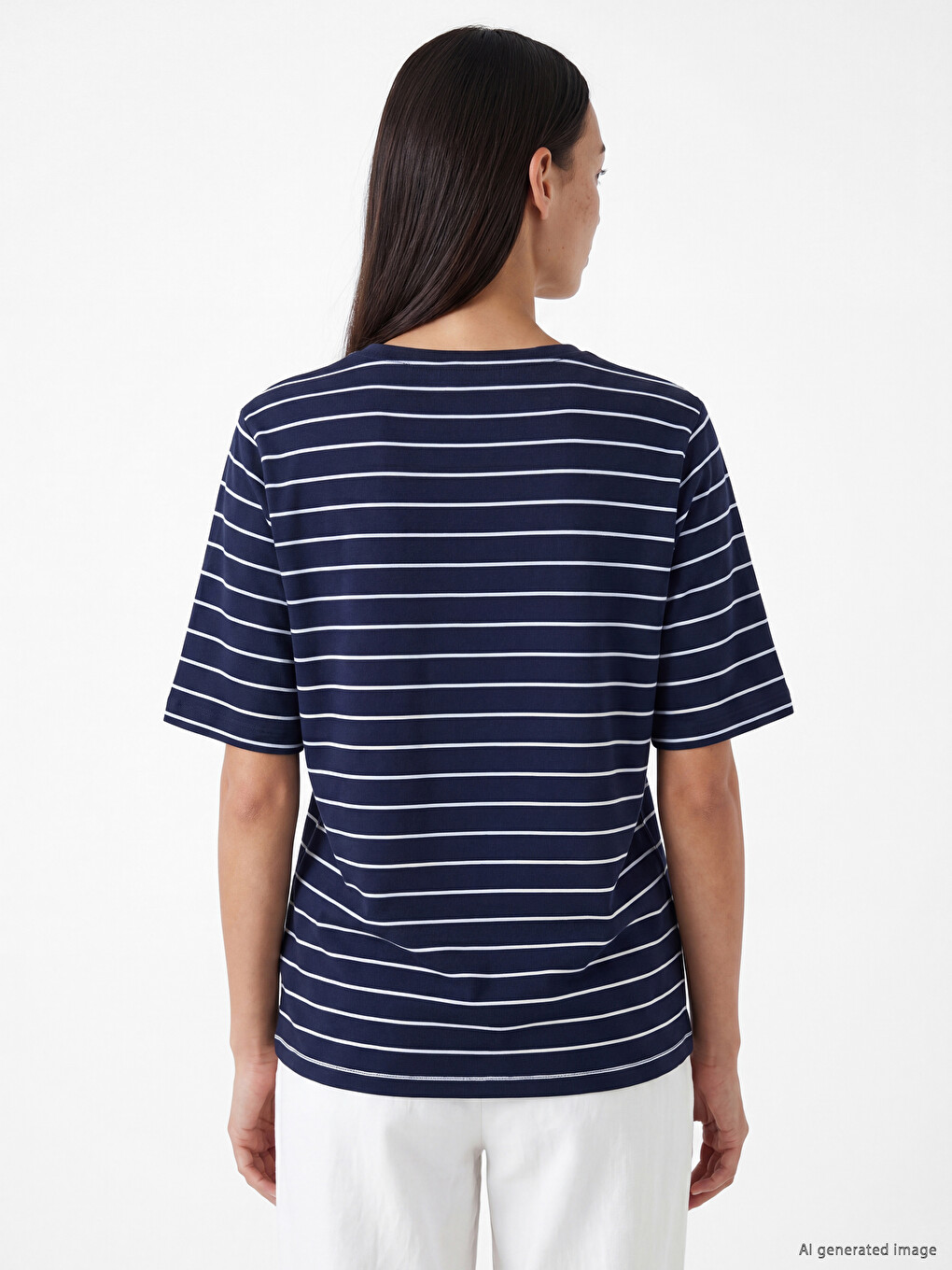 Crew Neck Striped Women's T-Shirt-7