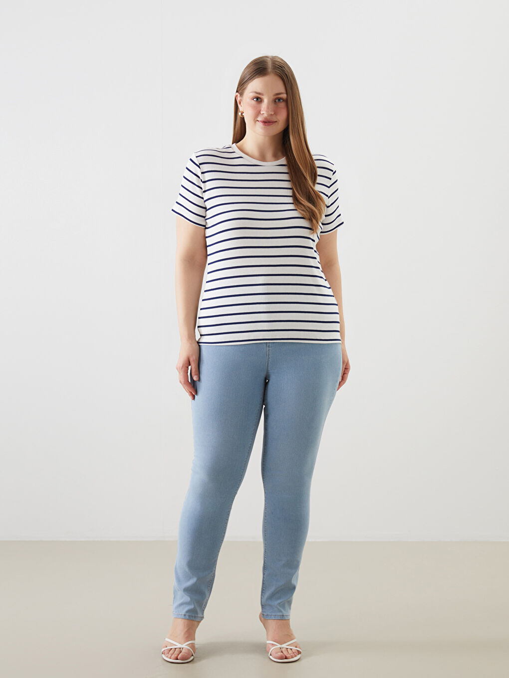 Crew Neck Striped Women T-Shirt -S5AG39Z8-MRQ
