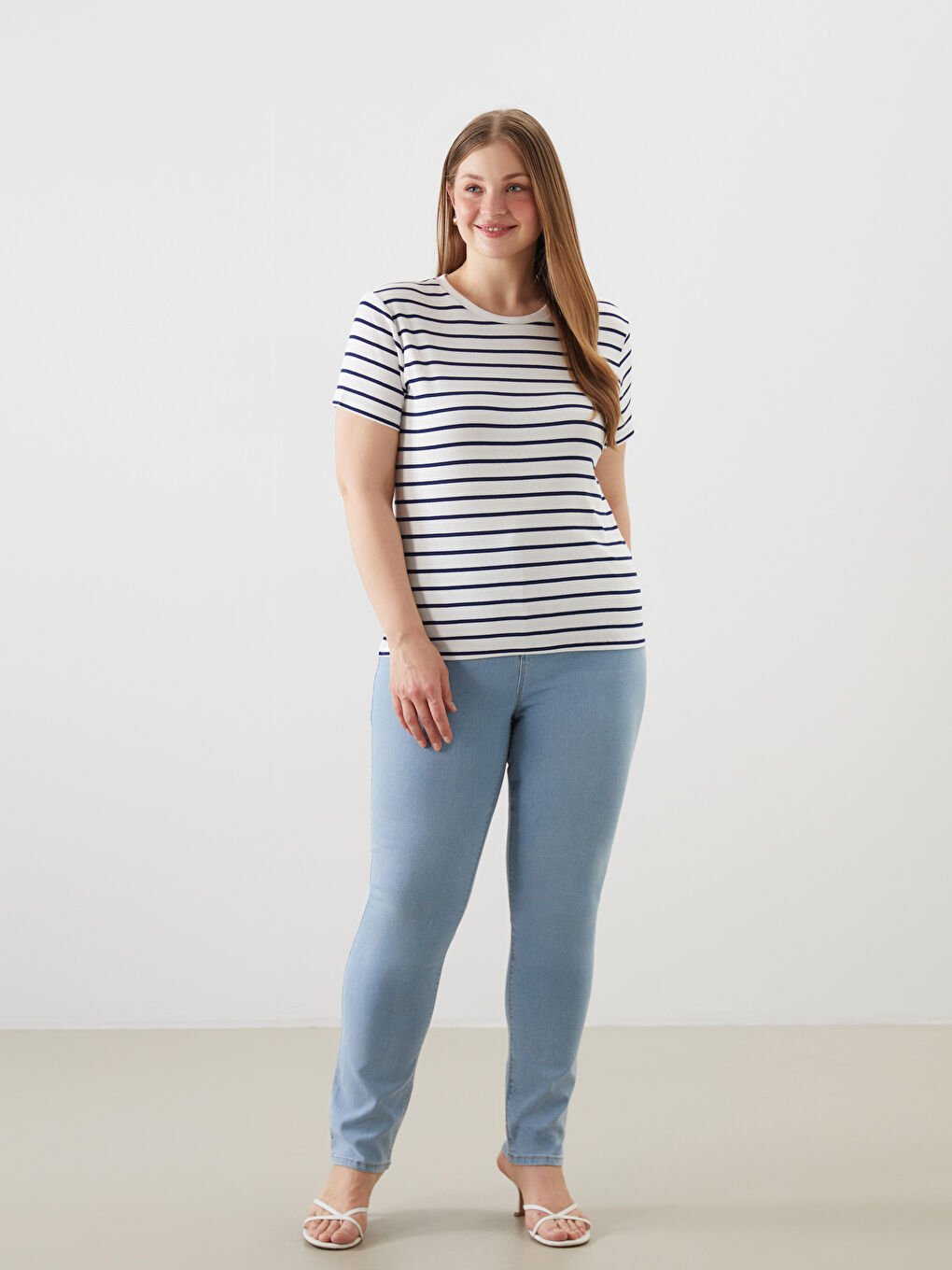 Crew Neck Striped Women T-Shirt -S5AG39Z8-MRQ