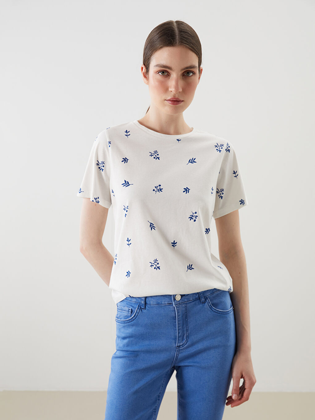 Crew Neck Printed Women's T-shirt -S5AG42Z8-HPQ