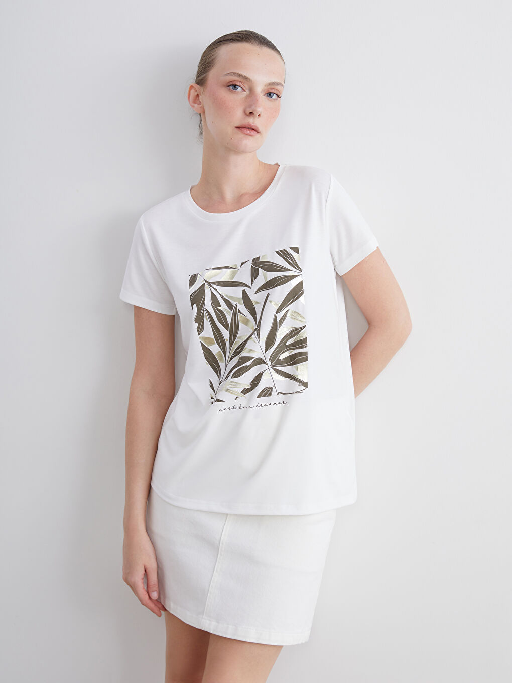 LCWAIKIKI Classic Crew Neck Printed Women's T-Shirt -S5AG58Z8-R9J