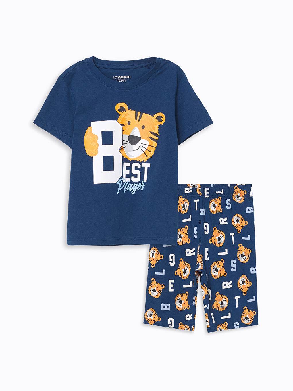 LCW Kids Bisiklet Yaka Erkek Çocuk Şortlu Pijama Takımı -S5AG61Z1-JC7