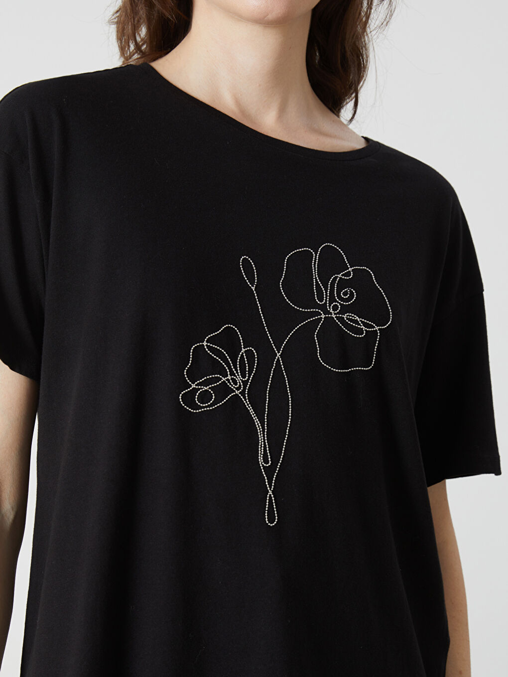 Crew Neck Studded Women'S T-Shirt -S5AG73Z8-CVL