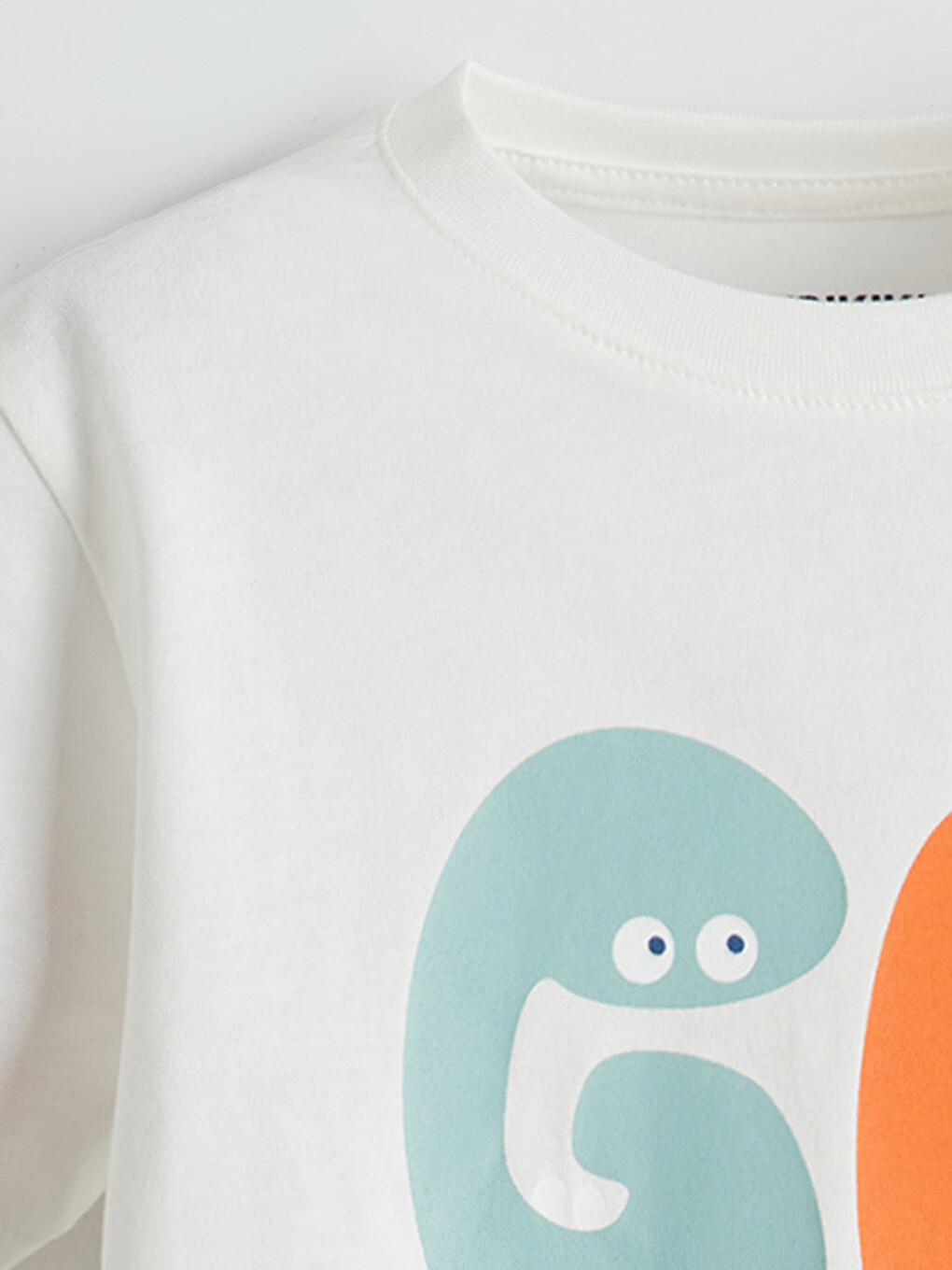 Ekru Bisiklet Yaka Baskılı Erkek Çocuk Pijama Üstü-2