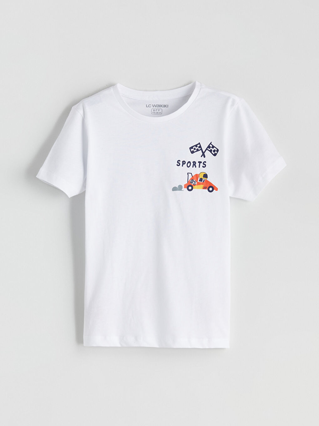 Beyaz Araba Baskılı Erkek Çocuk Pijama Üstü-1