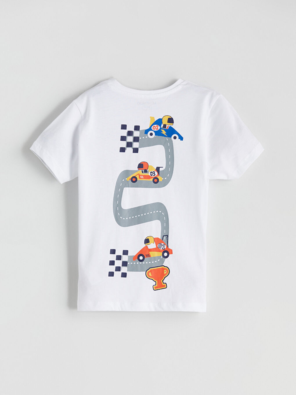 Beyaz Araba Baskılı Erkek Çocuk Pijama Üstü-3