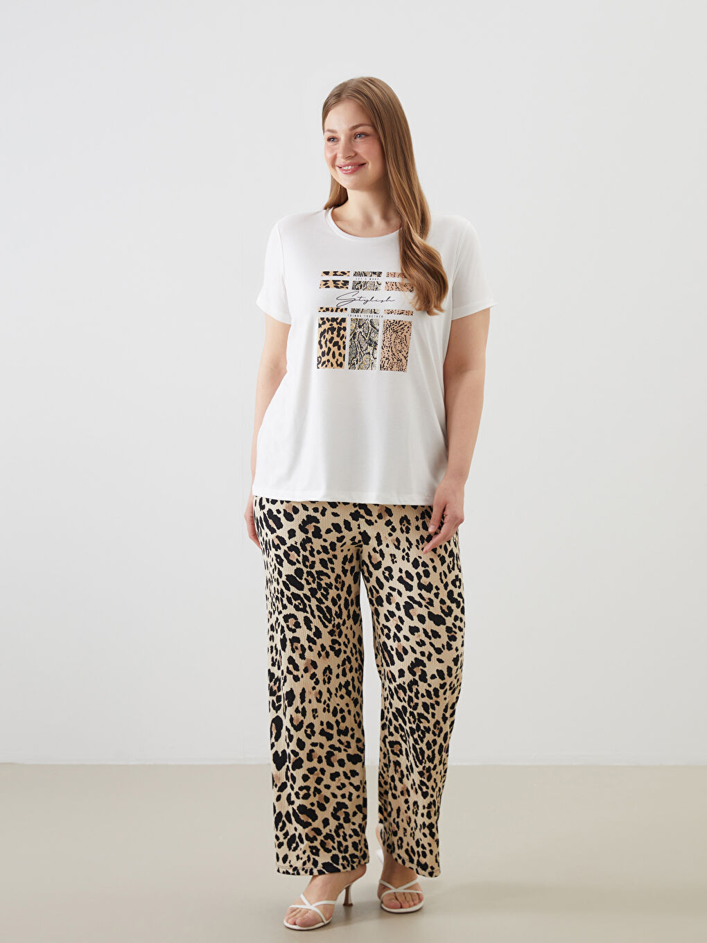 Crew Neck Printed Women's T-shirt -S5AG96Z8-FEW