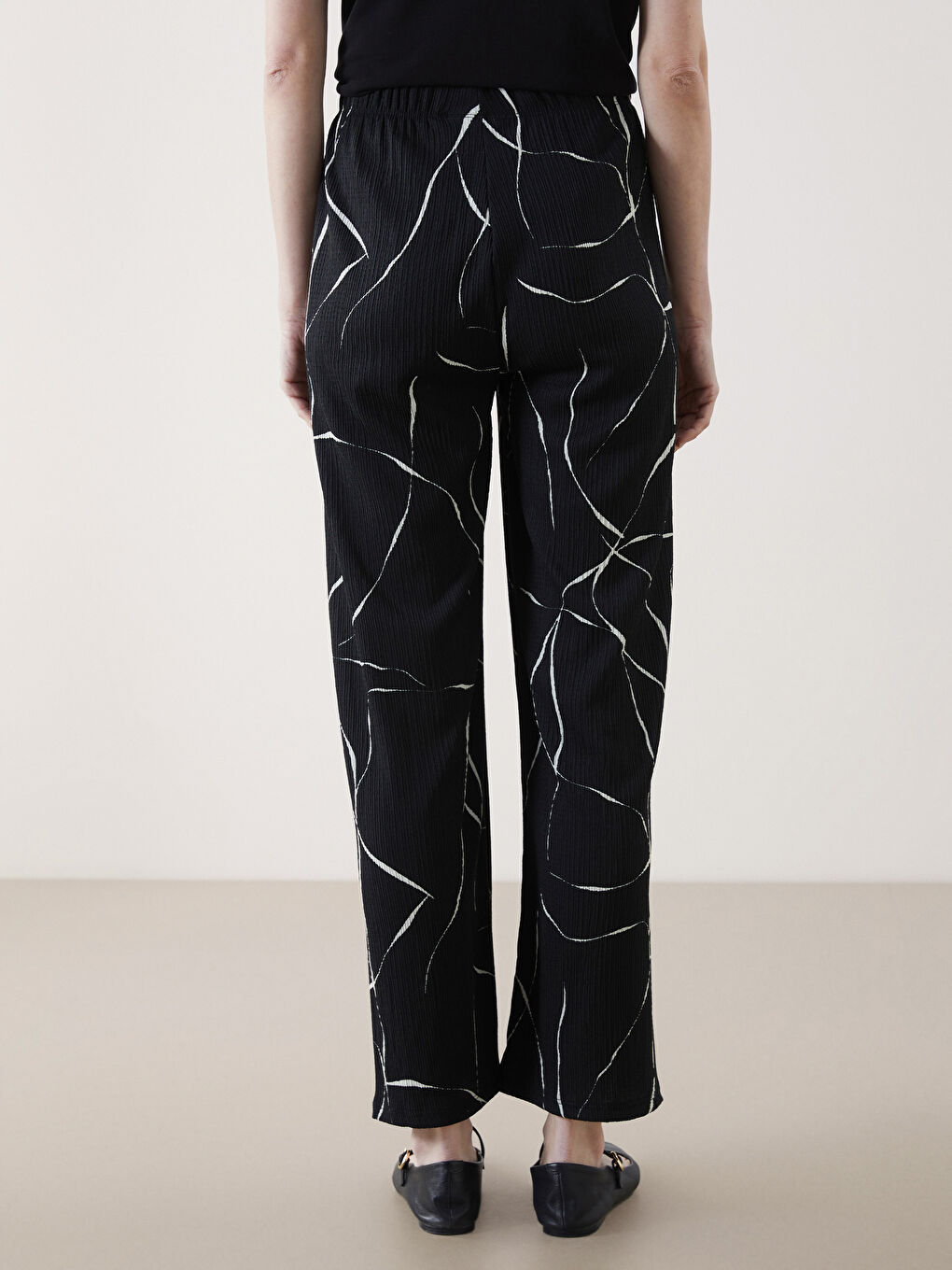 Elasticated Waist Patterned Women's Trousers -S5AH04Z8-LQJ