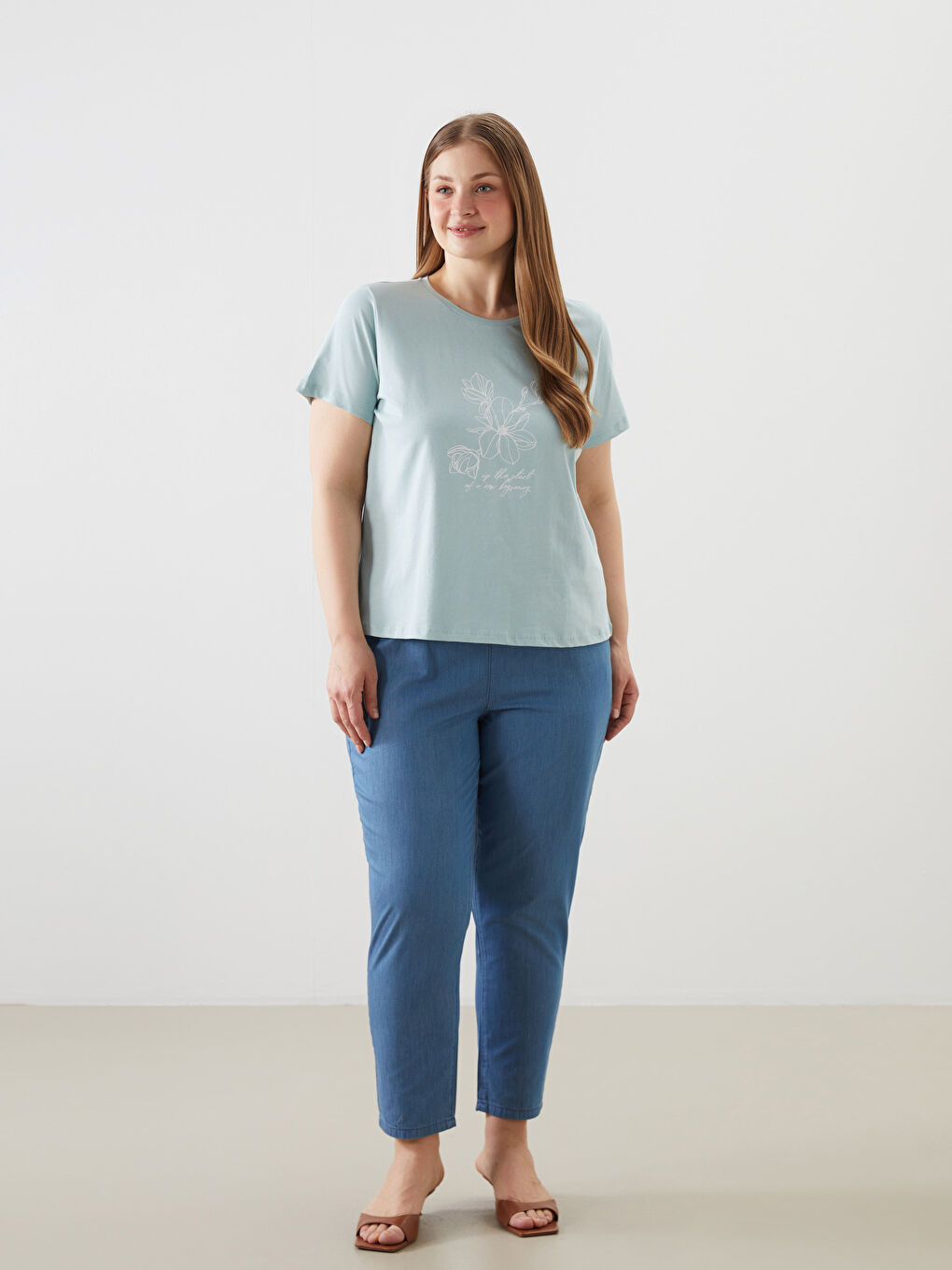 Crew Neck Printed Women's T-shirt -S5AH06Z8-FFV