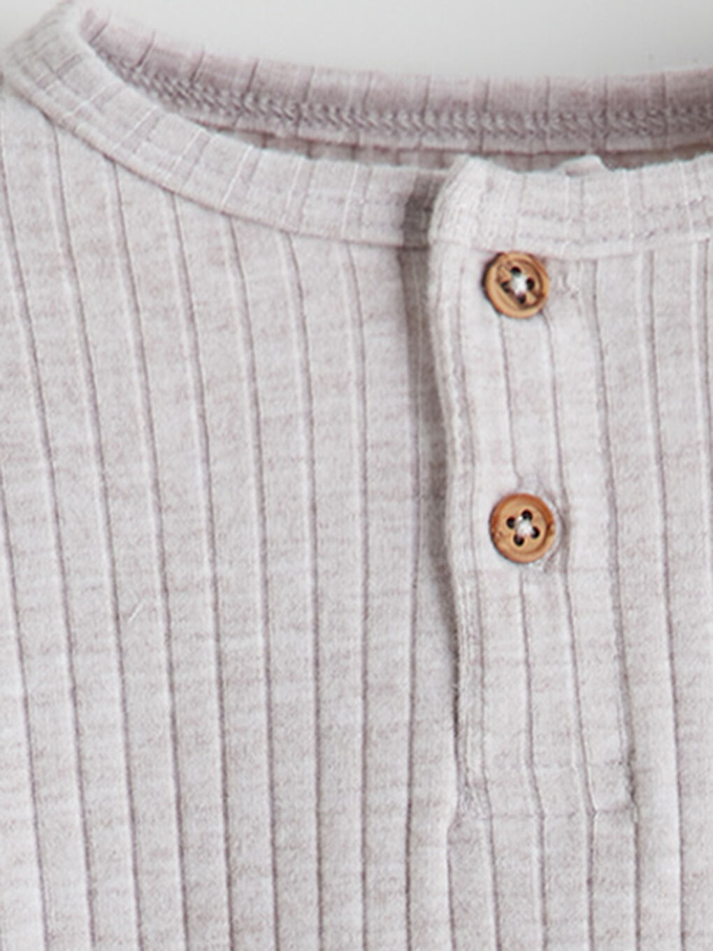 Bej Bisiklet Yaka Fitilli Erkek Bebek Pijama Üst-2