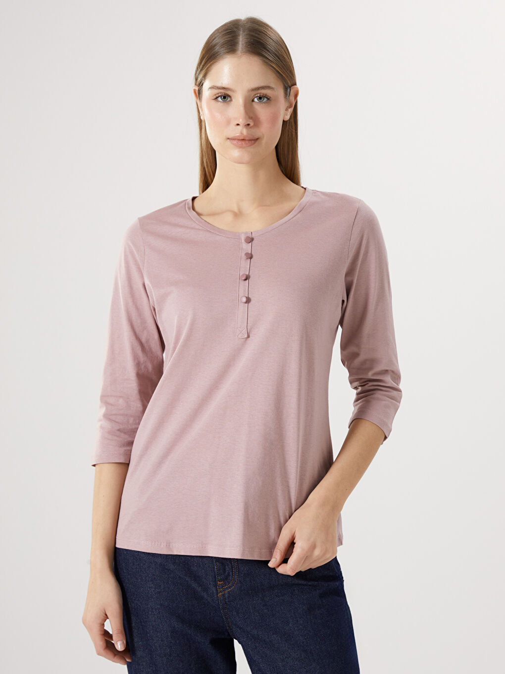 Crew Neck Women's Blouse -S5AI02Z8-GJR