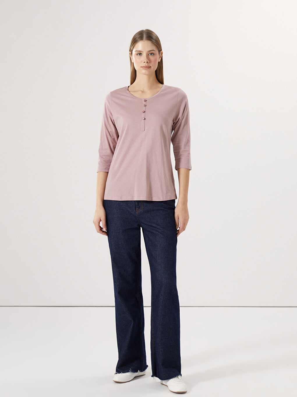 Crew Neck Women's Blouse -S5AI02Z8-GJR