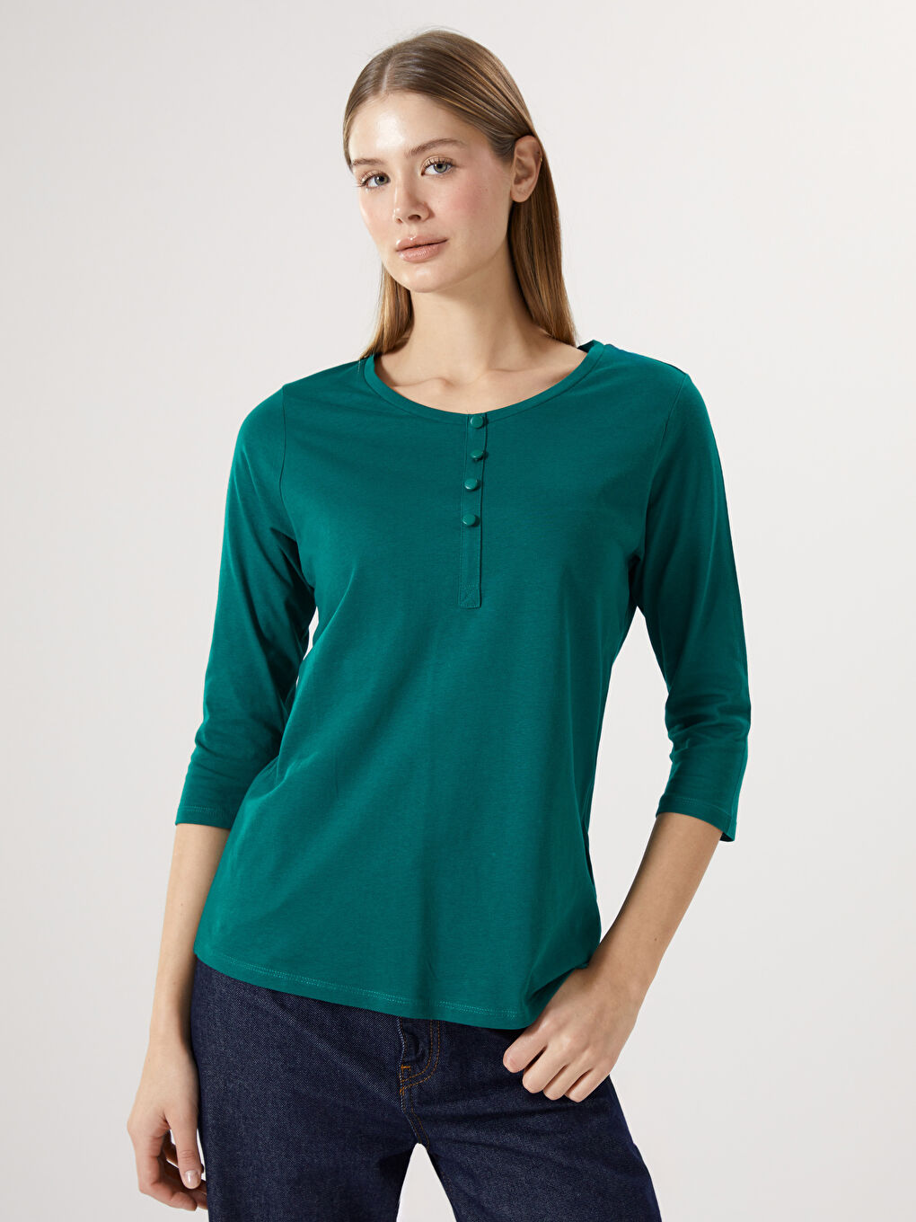 Crew Neck Women's Blouse -S5AI02Z8-R4Z