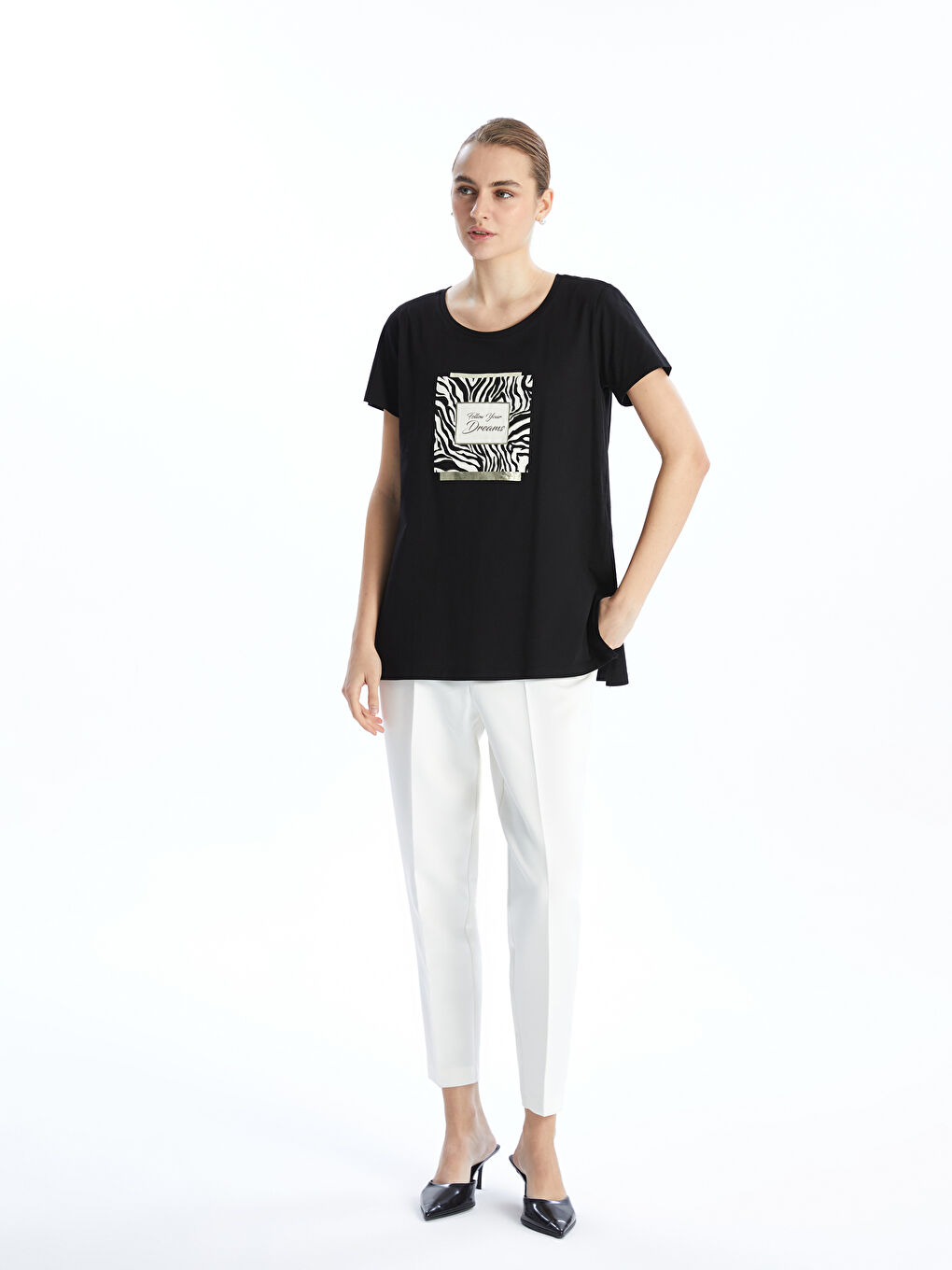 Crew Neck Printed Women's T-shirt -S5AI12Z8-CVL