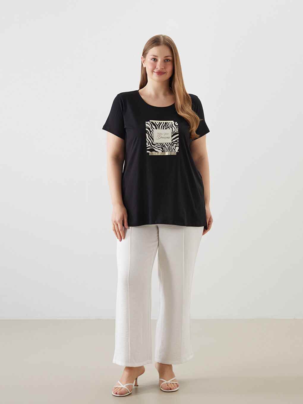 Crew Neck Printed Women's T-shirt -S5AI12Z8-CVL