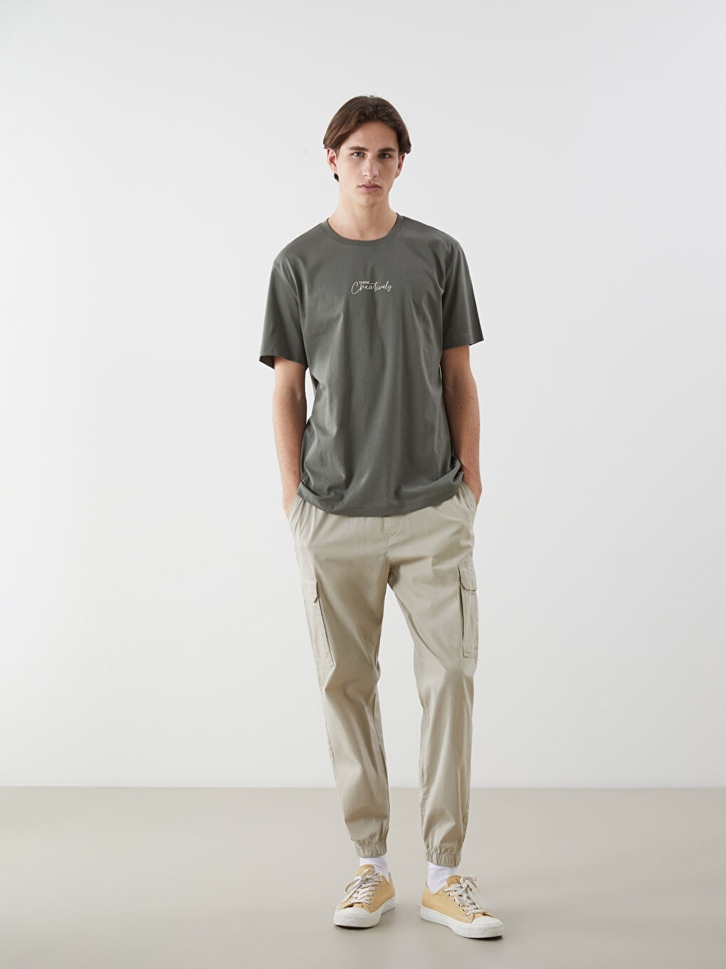 Crew Neck Printed Jersey Men's T-Shirt -S5AI42Z8-YRN