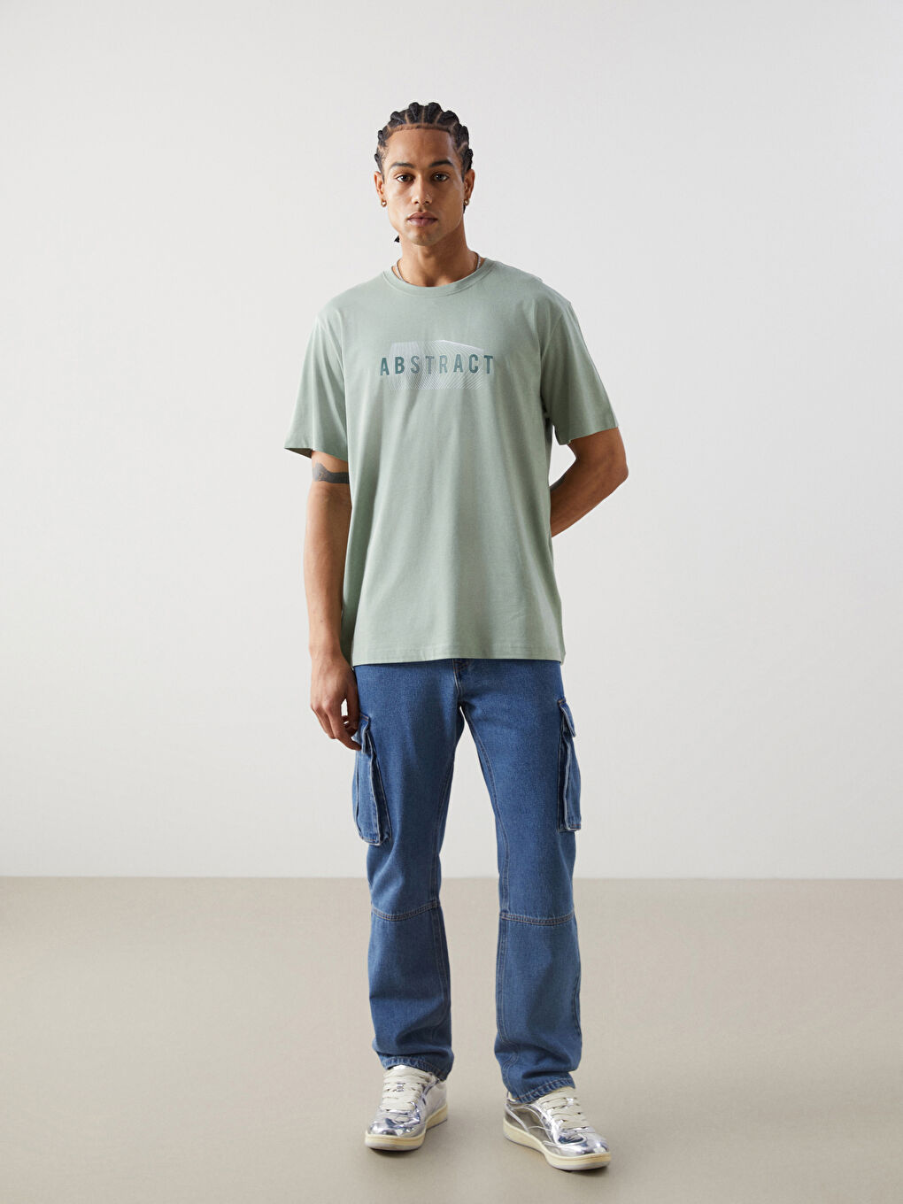Crew Neck Short Sleeve Printed Combed Cotton Men's T-shirt-1