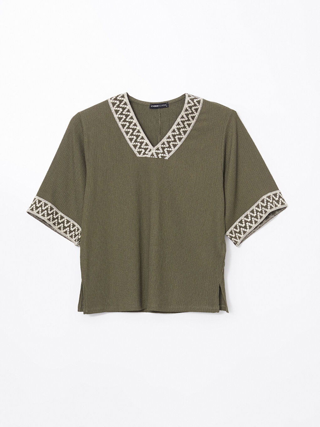 V-Neck Patterned Women's Blouse -S5AI73Z8-JYN