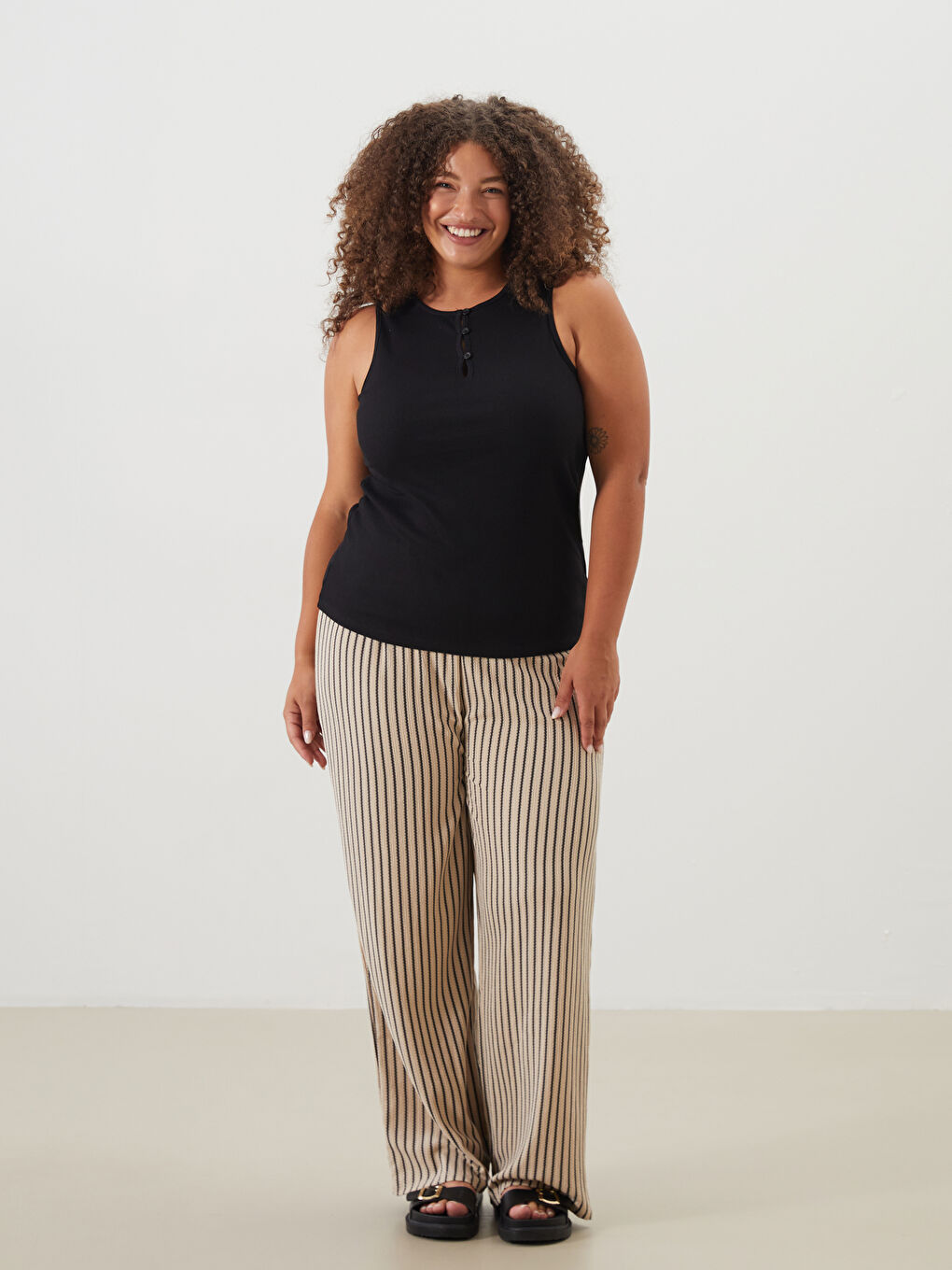 Elastic Waist Striped Women's Trousers -S5AI79Z8-ELZ
