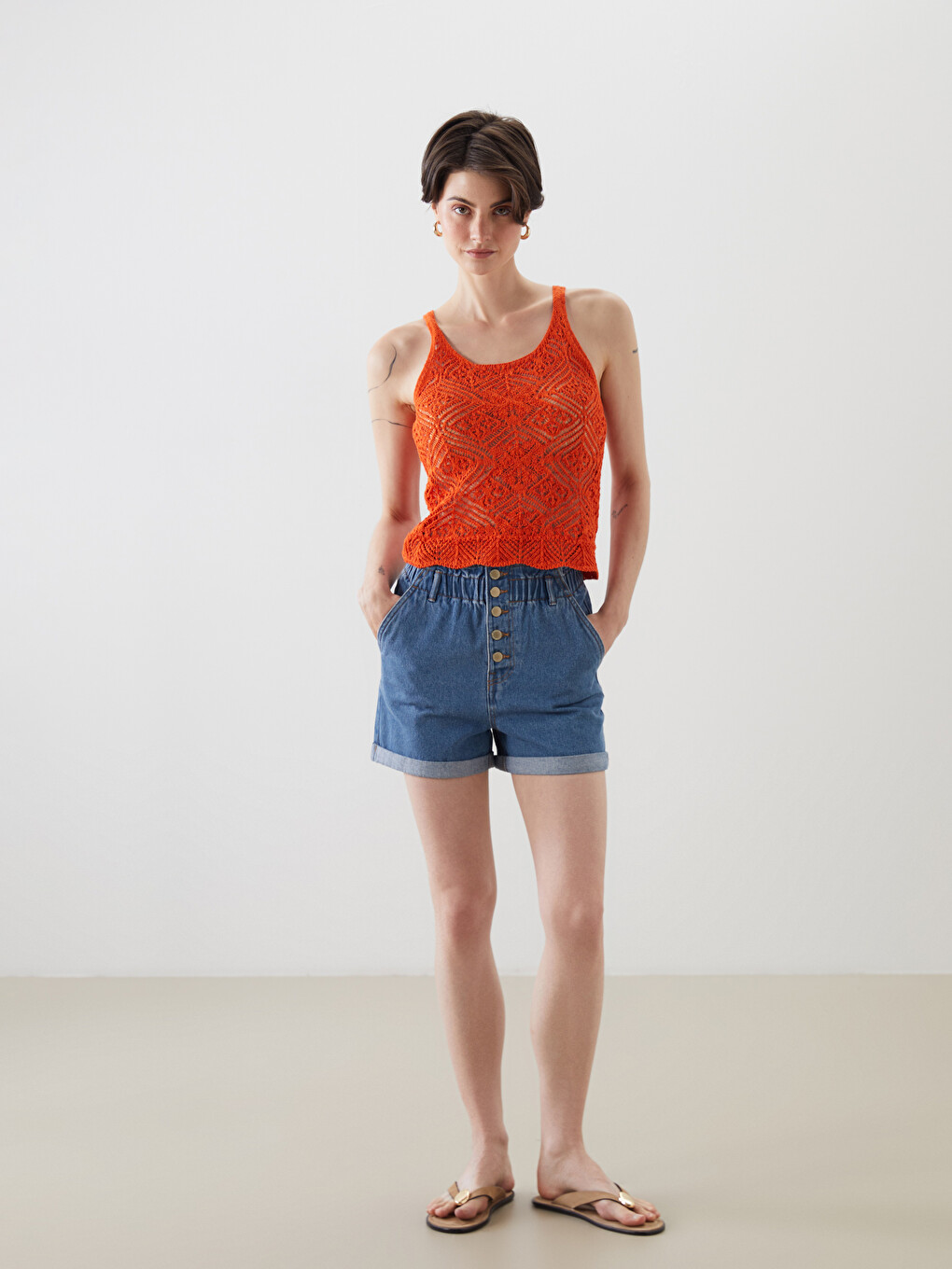 Elastic Waist Women's Jean Shorts