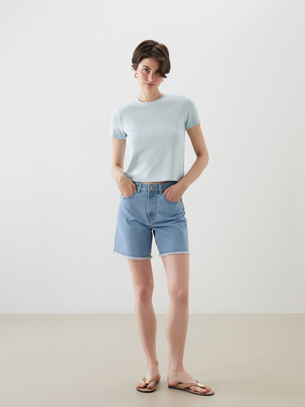Regular Fit Women's Denim Shorts -S5AJ01Z8-311