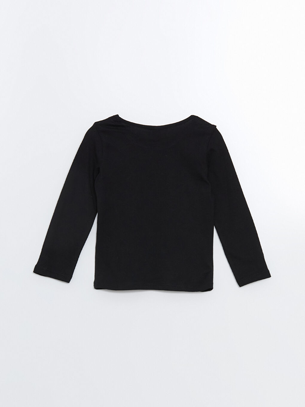 Siyah Bisiklet Yaka Baskılı Kız Çocuk Tişört-1