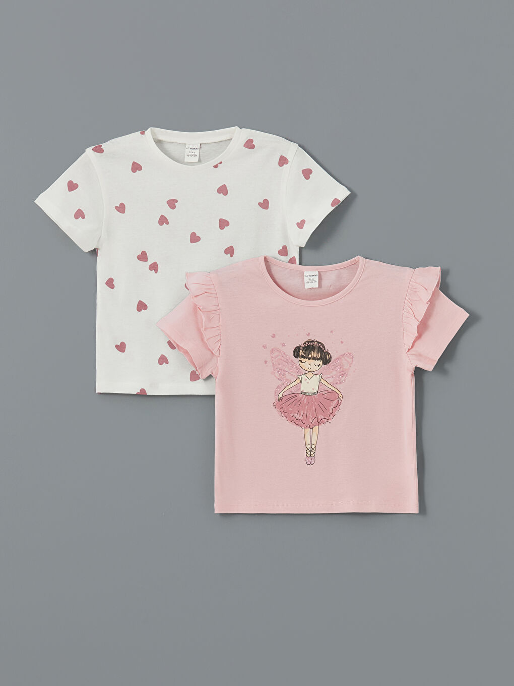 Ballerina Printed Ruffled Baby Girls' T-Shirt 2 Pack -S5AJ23Z1-G0G