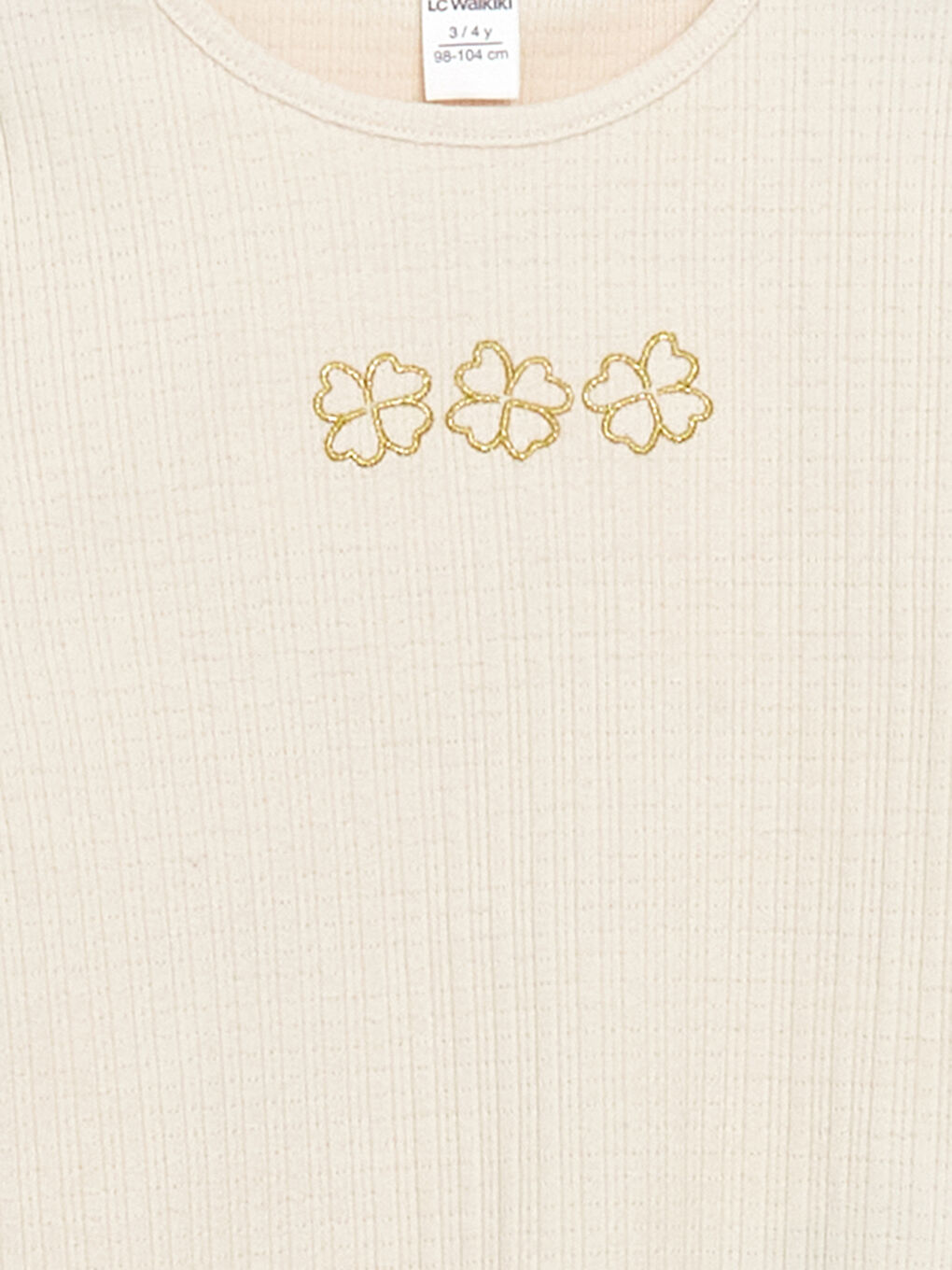 Bej Çiçek Nakışlı Kız Çocuk Bluz-2