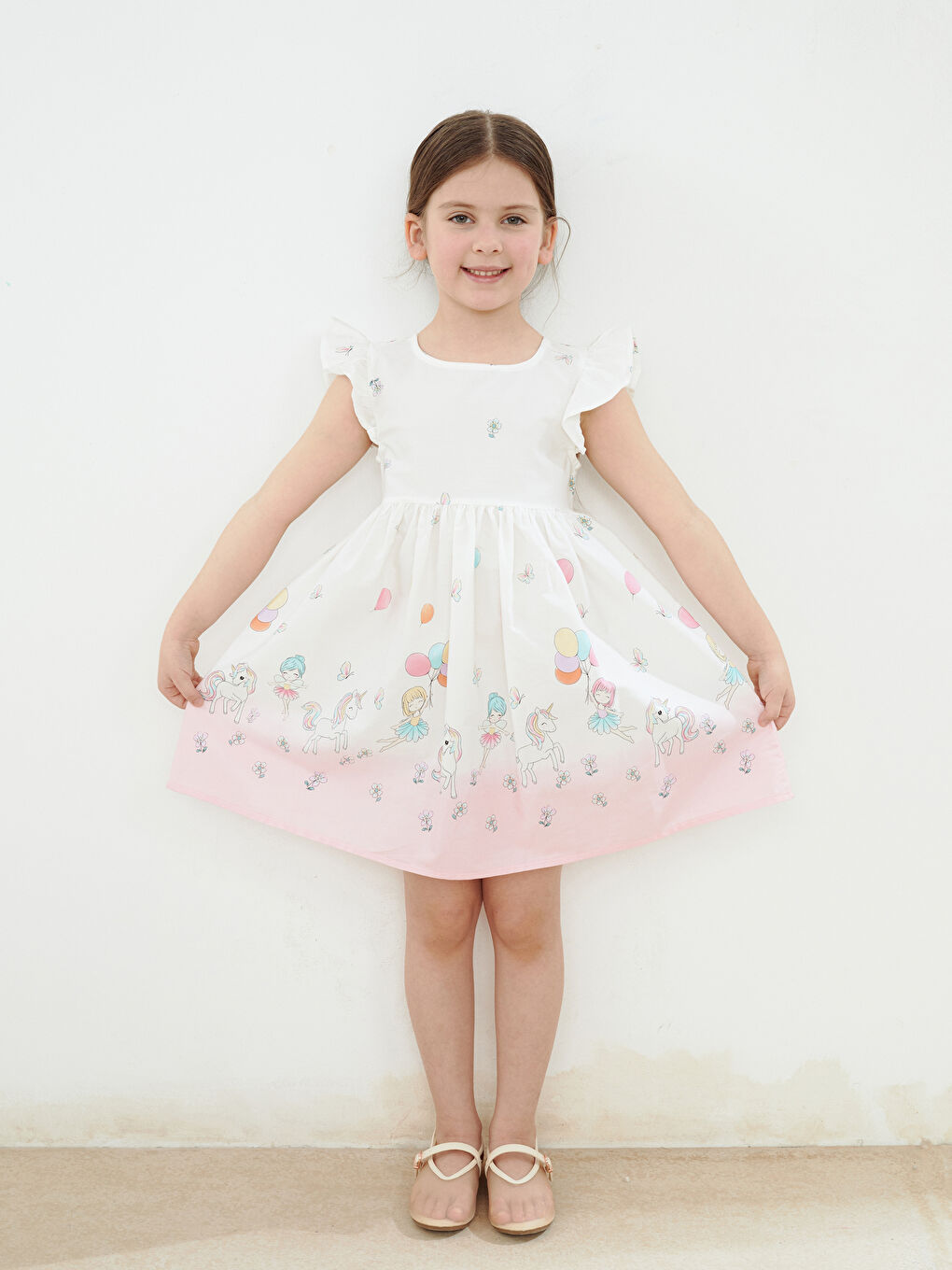 Crew Neck Poplin Girl’S Dress -S5AJ37Z1-R9J