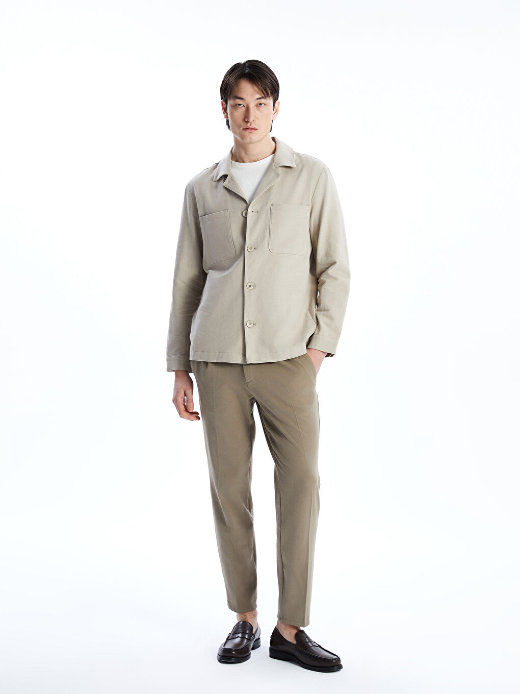 Regular Fit Long Sleeve Men's Shirt Jacket -S5AJ50Z8-RSG