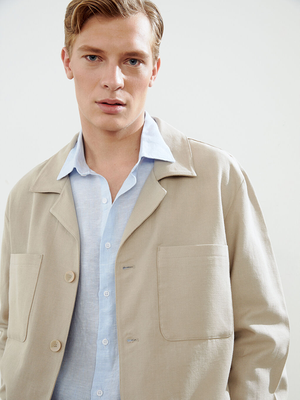 Regular Fit Long Sleeve Men's Shirt Jacket -S5AJ50Z8-RSG