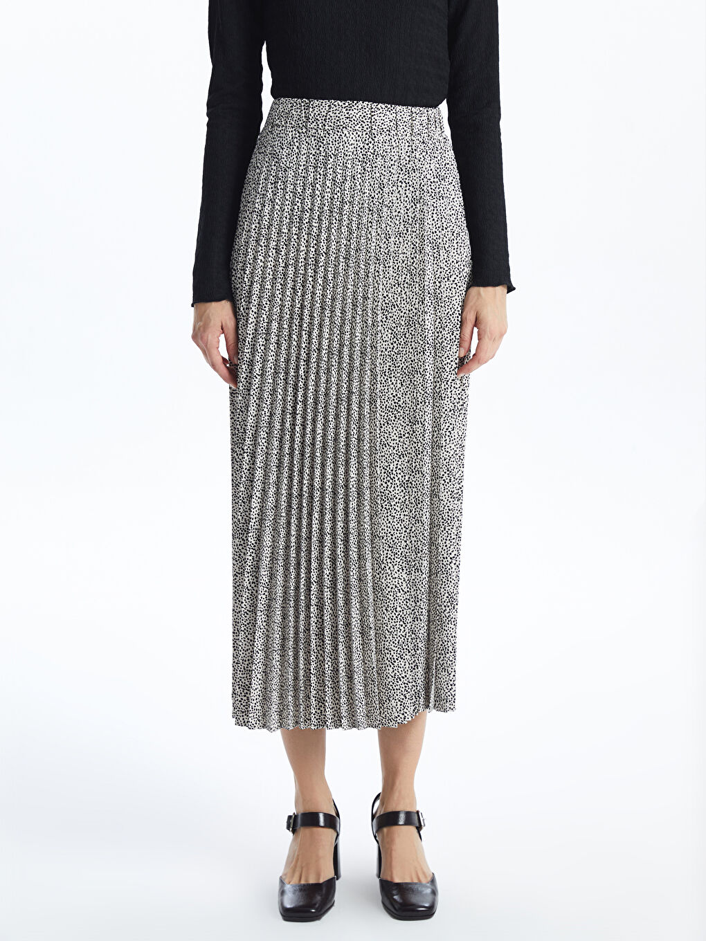 Elastic Waist Patterned Women's Pleated Skirt -S5AJ52Z8-LQJ